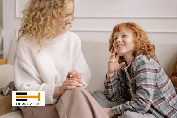 Happy mother and child after sorting child arrangements mediation Skegness